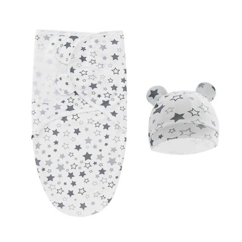 100% Cotton Baby Swaddle Blanket Swaddle Wrap Baby Hat Set for Infant Adjustable Newborn Swaddle Baby Swaddle for 0-6 Month Y240814