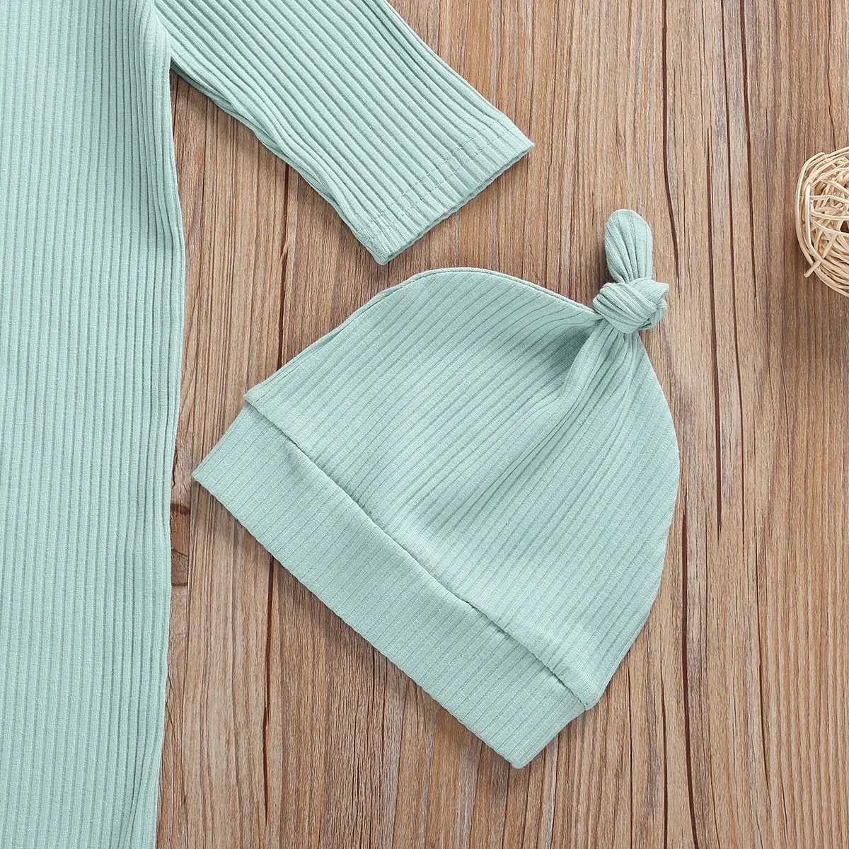 Citgeett Solid Newborn Infant Baby Girl Knitted Swaddle Wrap Blanket Sleeping Bag+Hat Set 0-3M Y240814