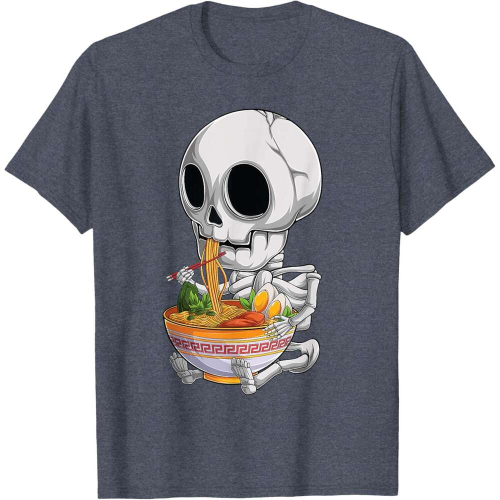 T shirt for Mens kawaii japanese anime Skeleton Halloween ramen Food Lovers T-Shirt Shirts Tshirt Graphic Tee Casual Tops Clothes Short sleeve 2025
