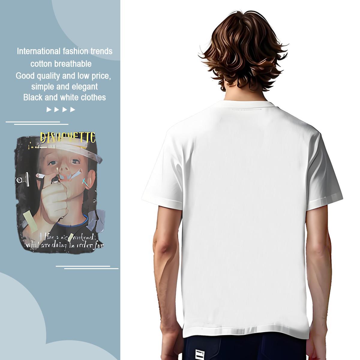 T Shirts Men 100% Cotton 230g portrait Spring Summer Breathable Short Sleeve Custom Anime Mens Tshirts DIY Customized Wholesale Top Tees
