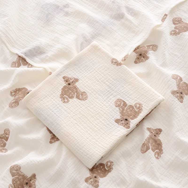 100X100cm Baby Receive Blanket for Newborn Cotton Muslin Swaddle Blanket Bedding Infant Bath Towel Baby Items Mother Kids Y240815