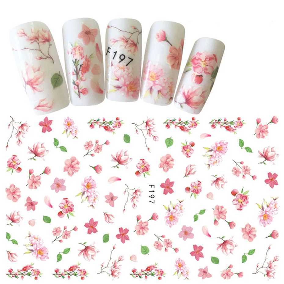 3D Personalized DIY Pink Sakura Nail Art Stickers Color Rose Flower Nail Art Slider Nail Decorative Decals StickersXJ240814