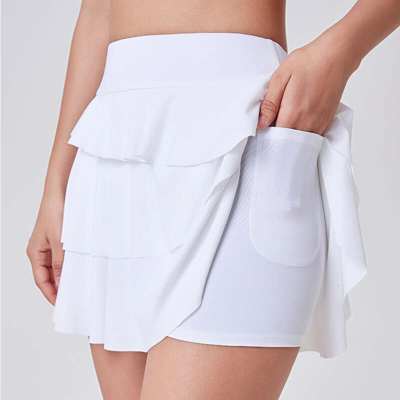Simplicity Women High Waisted Buttock Lift Tennis Skirts Permeability Ruffle Fiess Running Badminton Sports Short Skirt