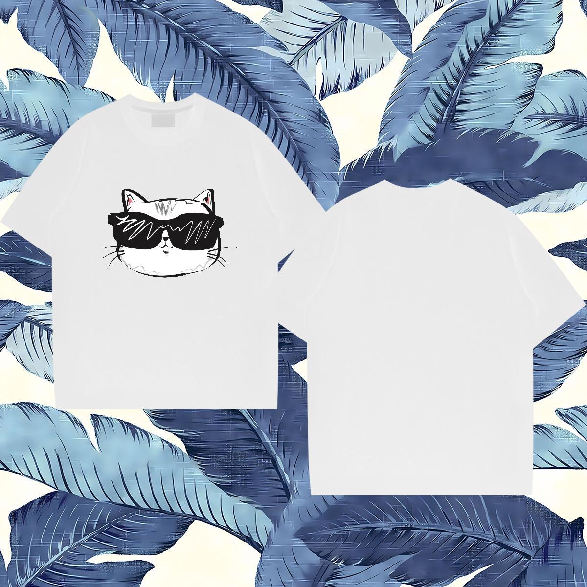 Soft Men T Shirts cat O Neck Short Sleeves Casual DIY Anime 230g Cotton Men Tshirts Customized Polos