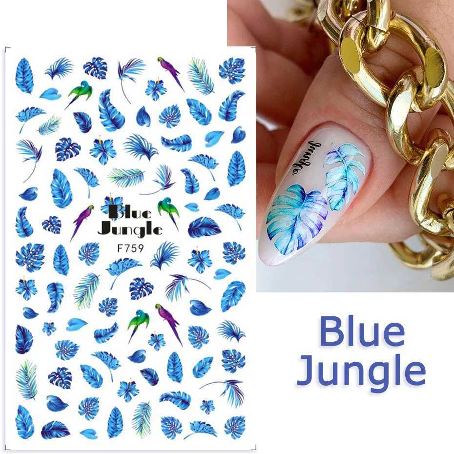 1PCS Cartoon Bird Cactus Nail Art Decal Adhesive Sticker Abstract Maple Leaf Ribbon Nail Sticker Nail Art SuppliesXJ240814