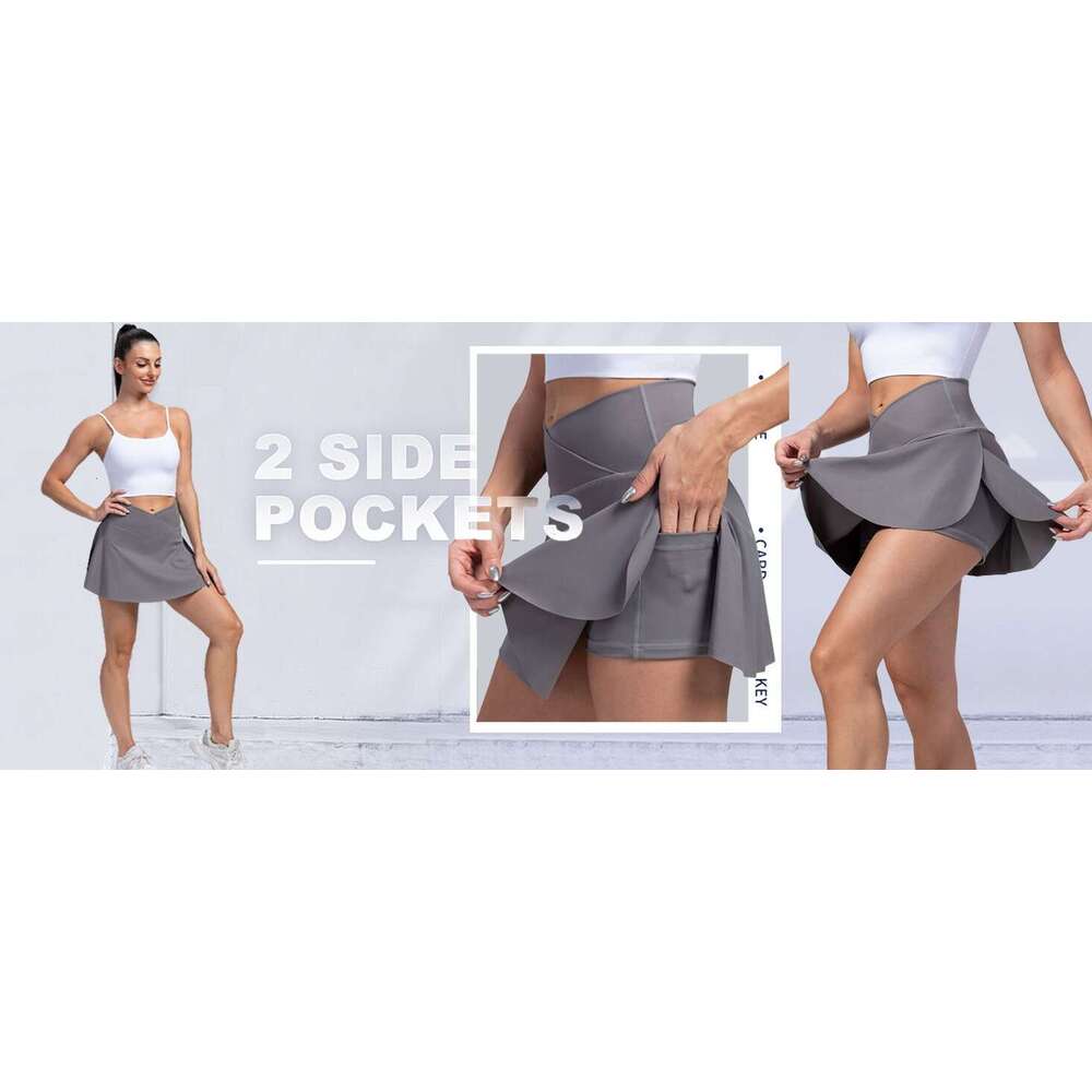 hot 2024 sale Women's Sports Short Shorts With pocket Tennis Skirts Outdoor High Waisted Yoga Skirt faldas s