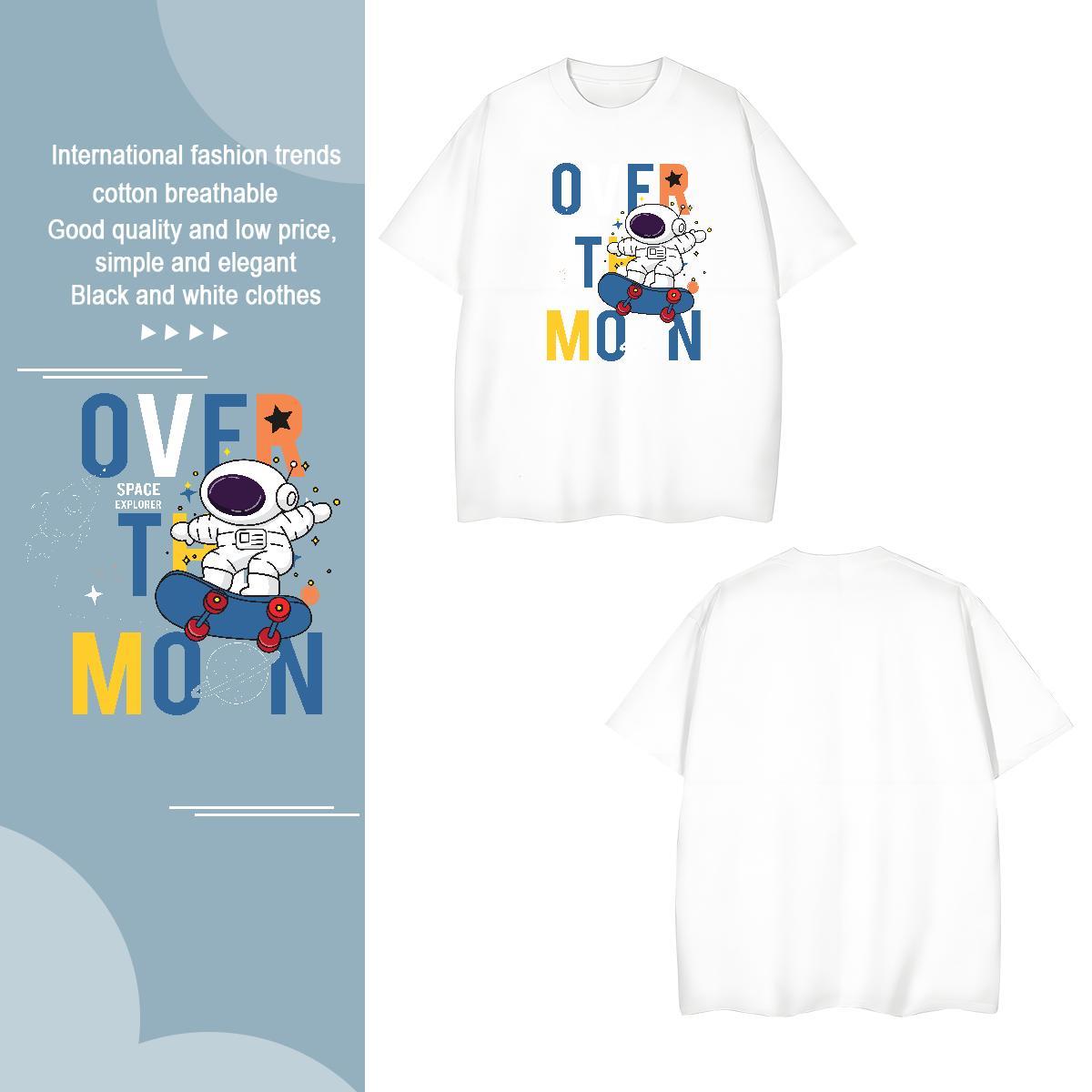 T shirt 230g Cotton universe Street wear Hip Hop Breathable Short Sleeve Cartoon Print Couples T Shirts Fashion Design Wholesale Tee Shirt