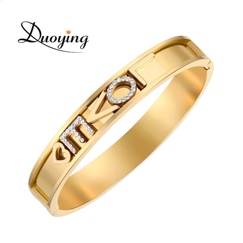 Duoying 316L stainless steel DIY slider charm bracelet custom name bracelet zirconia letter bracelet personalized bracelet 240812bj