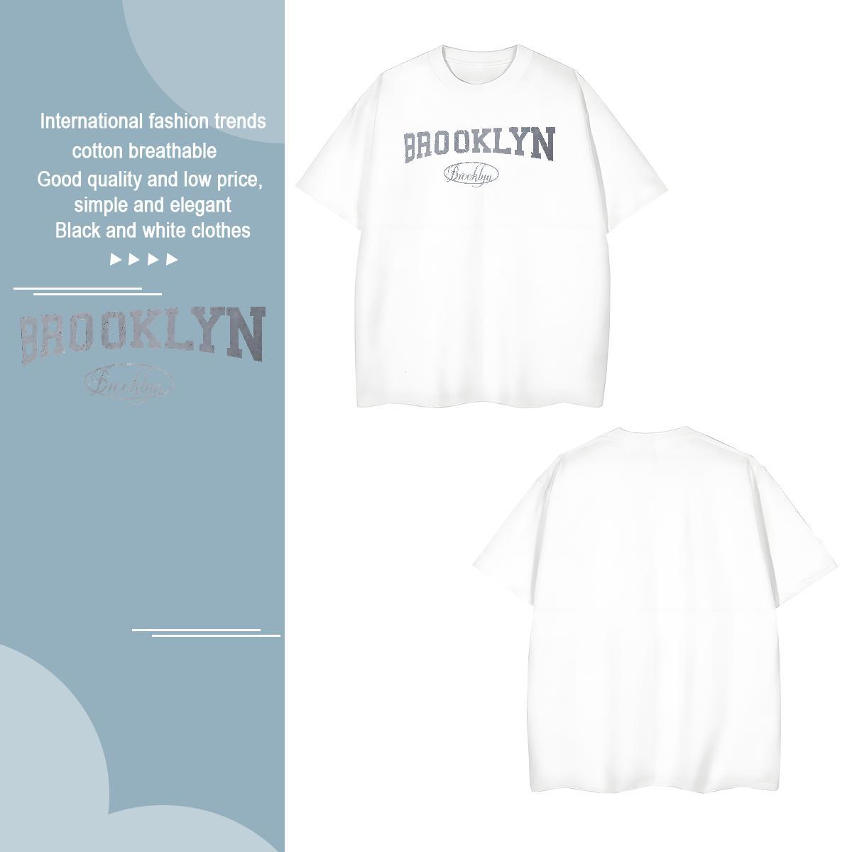 Popular Brooklyn T-Shirts Outdoor Tshirts 100% Cotton 230g 2024 Summer Breathable Short Sleeve Plus Size Cartoon Tee Shirt