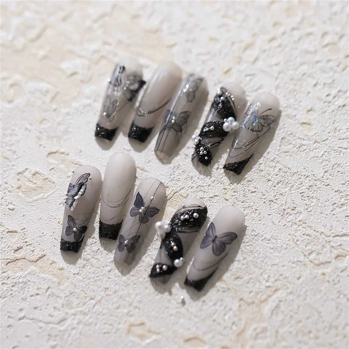 1pcs 5D Japanese Black Butterfly Nail Art Stickers Glitter Shiny Kawaii Self Adhesive Manicure Decorations Tool Decals AccessoryXJ240814