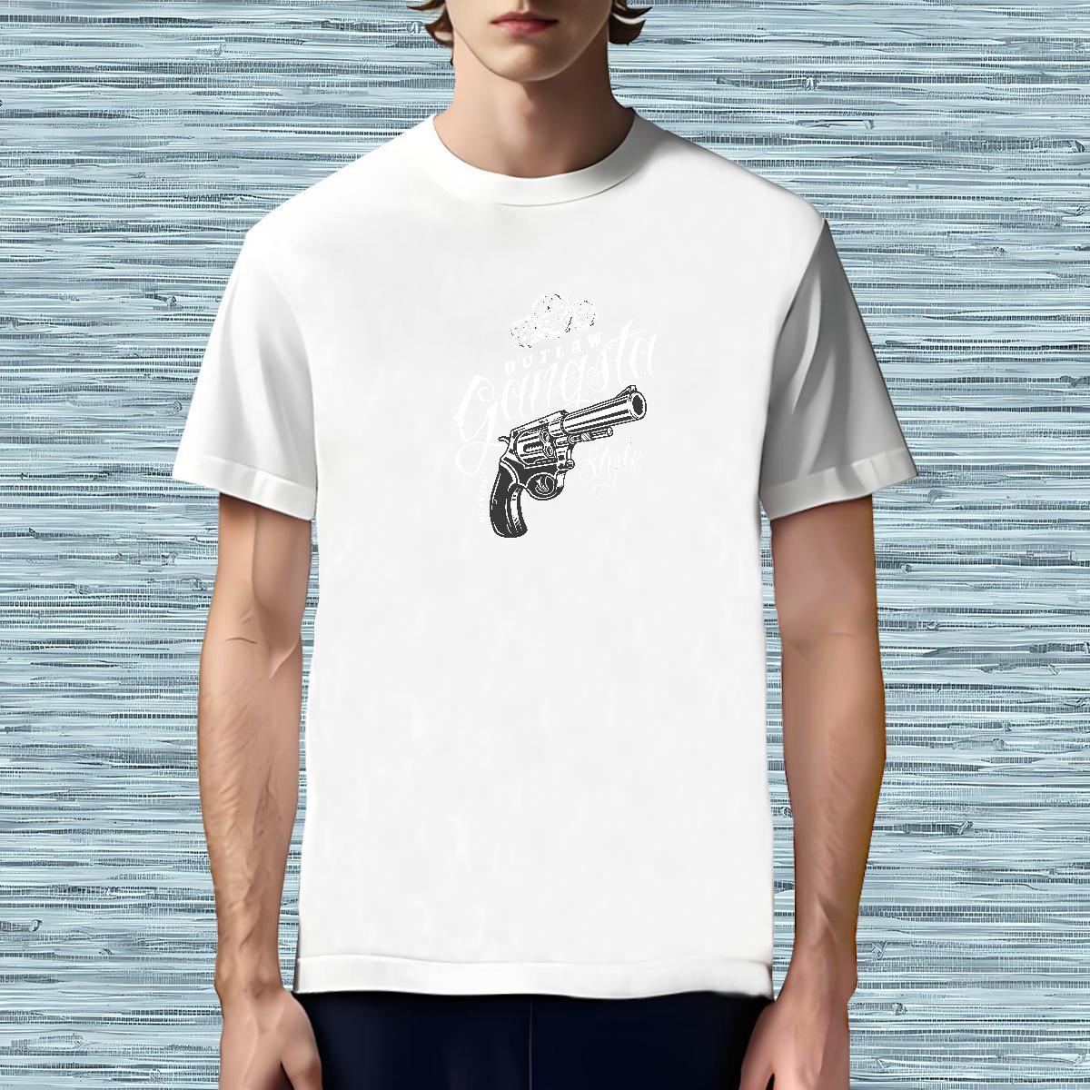 TOP Quality T Shirt For Man gun Breathable Crew Neck Daily Wear Cartoon Print 100% Cotton 230g Tshirts Classic Clothes