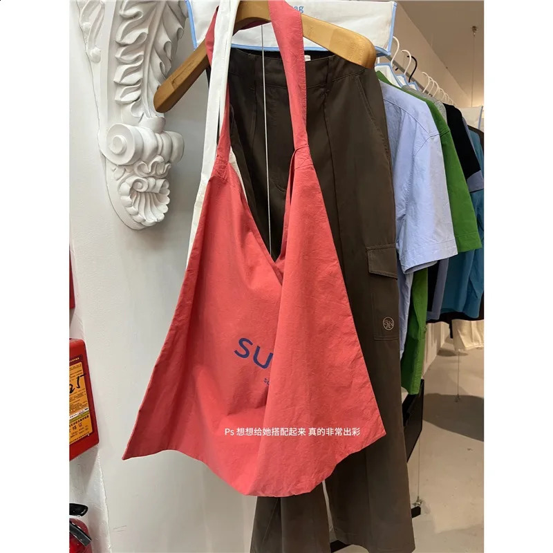 Tote Women Korean Office Lady High-Capacity Shoulder Purses and Handbags Simple Striped Solid Travel Bag 240815