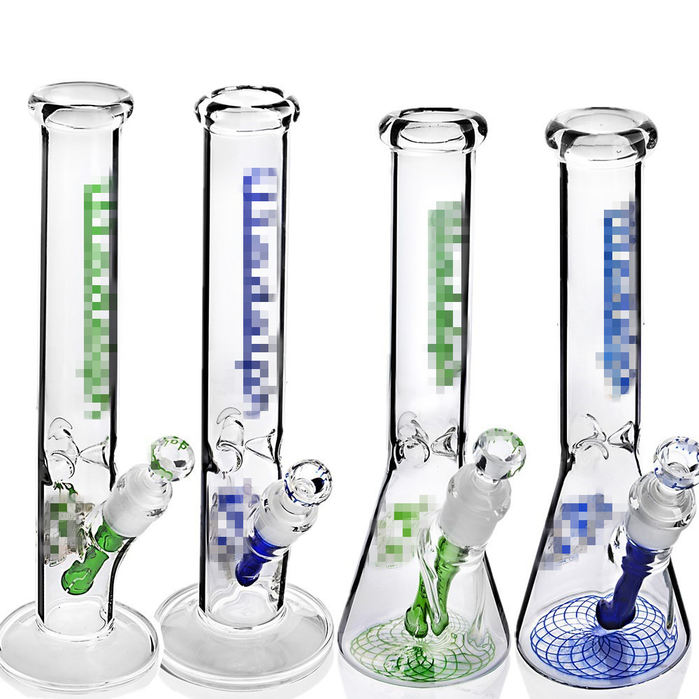 Glass Beaker Bongs Straight Tube Hookahs Downstem Perc Smoking Water Pipe Thick Shisha Bubbler Oil Rig