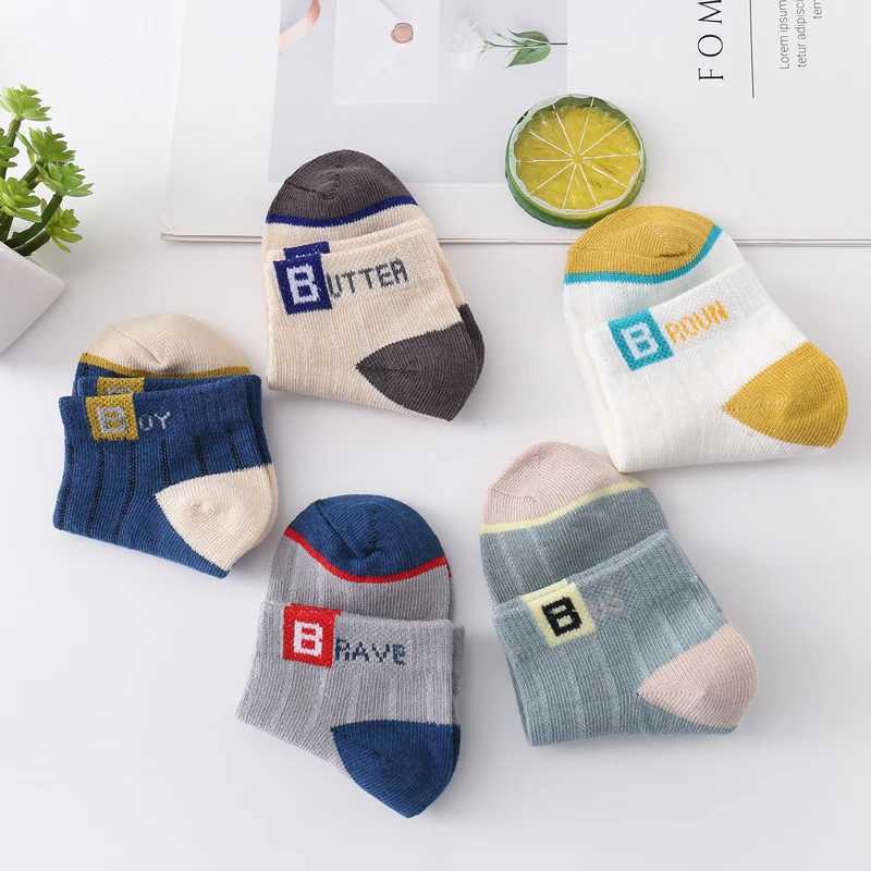 5 pairs of socks for children aged 1 to 6 in spring and summer for boys with breathable cotton mesh and thin soft socks for children W240814
