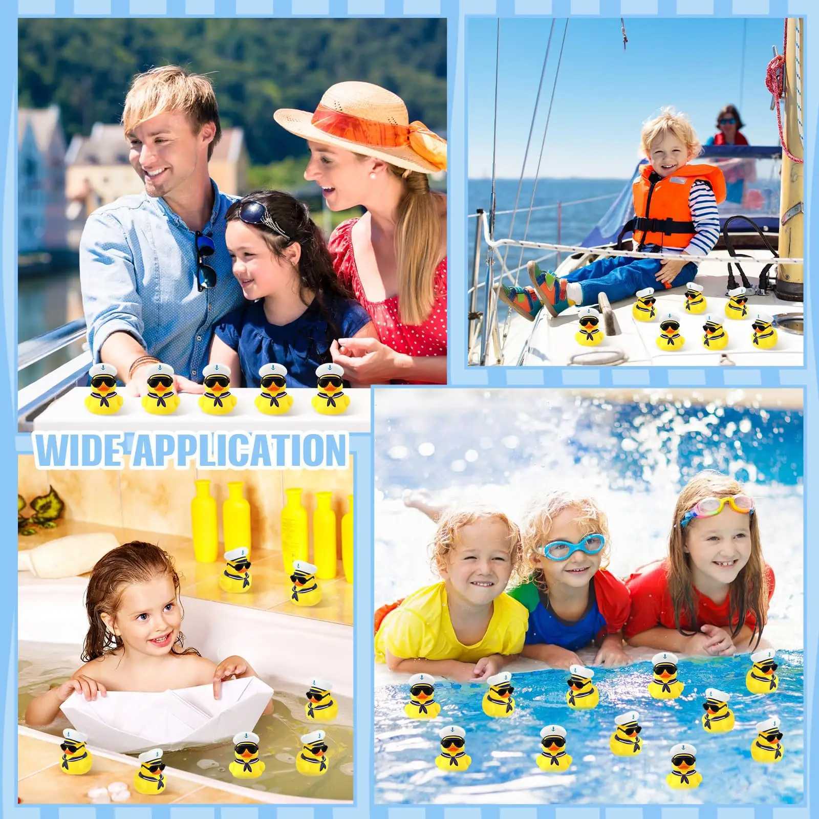 12/24/36Pcs Cruise Rubber Duck Bulk with Sunglasses Sets Mini Sailing Rubber Ducks Summer Cruise Ship Toy Squeaky DuckXJ240815