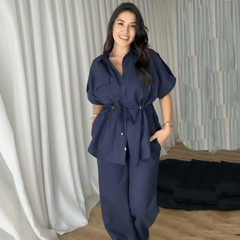 TRAF Sets Summer 2piece 2024 Elastic Waist Women Pants Set Fashion Elegant Youth Holiday Street Chic Suits y240824
