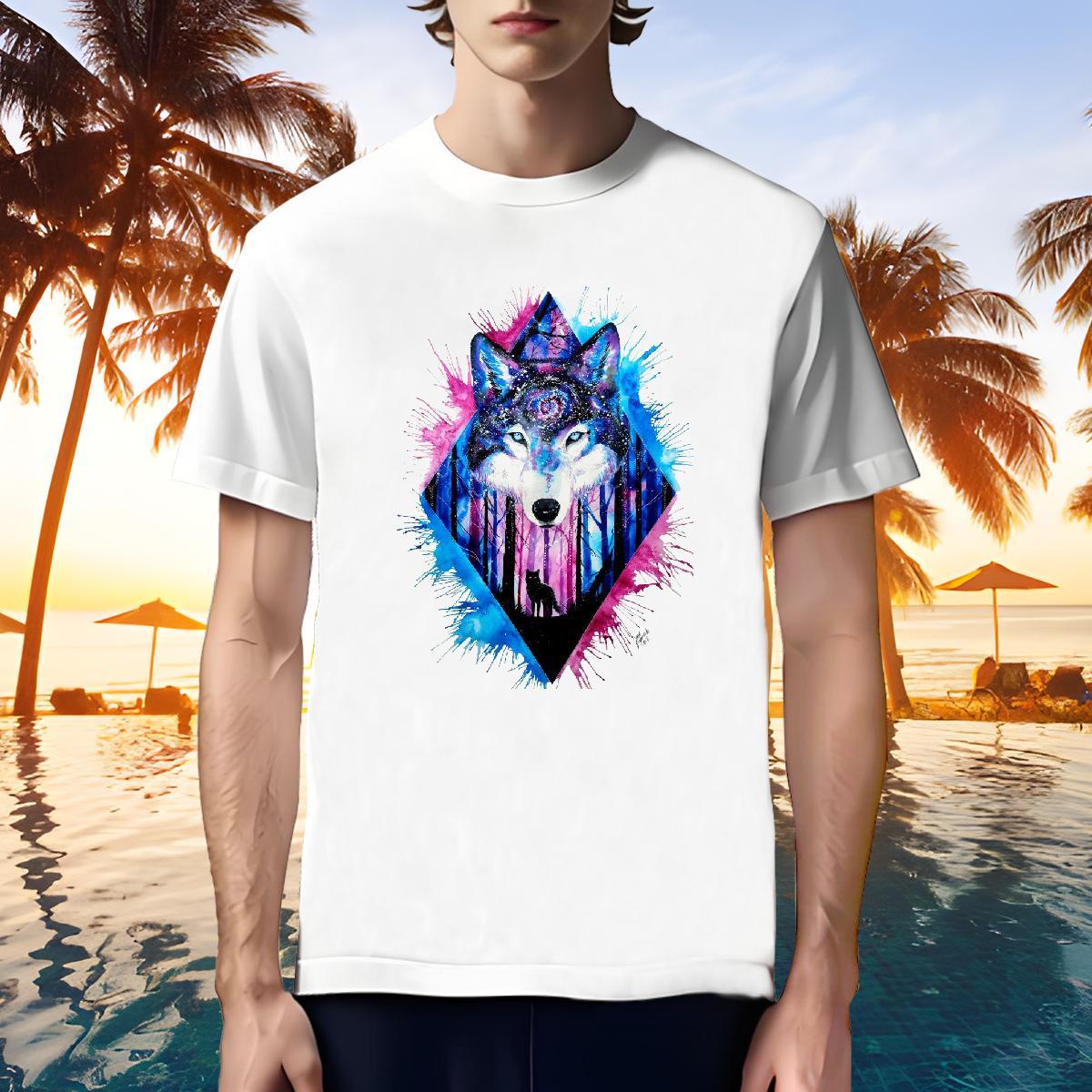 Soft T shirt wolf Crew Neck Breathable Hip Hop Cartoon Printing L-4XL 100% Cotton 230g Men Tees DIY Customized Clothings