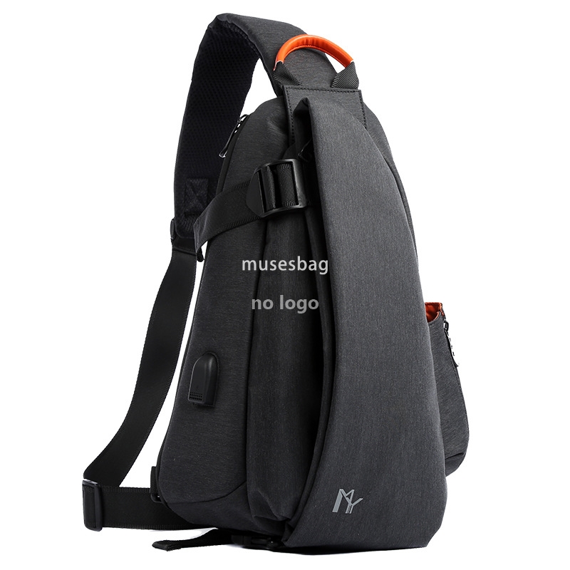 Korean fashion chest bag men's shoulder bag Large capacity crossbody bag waterproof Oxford cloth men's casual back spot contract