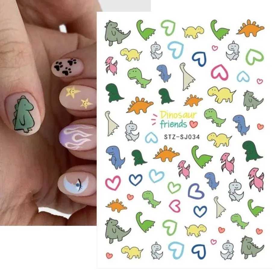 Colorful Cute Dinosaur Back Adhesive Nail Sticker Non-Toxic Odorless Girl Sticker Toy Three-Dimensional DecalXJ240814