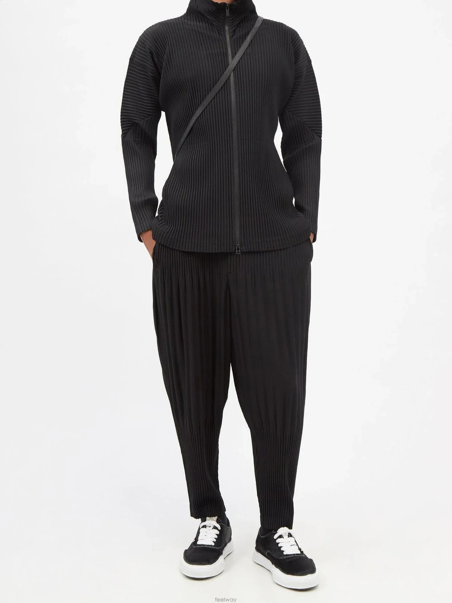 ALSEY Mens Pleated Harem Pants Casual Wide Leg 2024 Solid Trousers Harajuku Streetwear Joggers for Men Clothing 240814