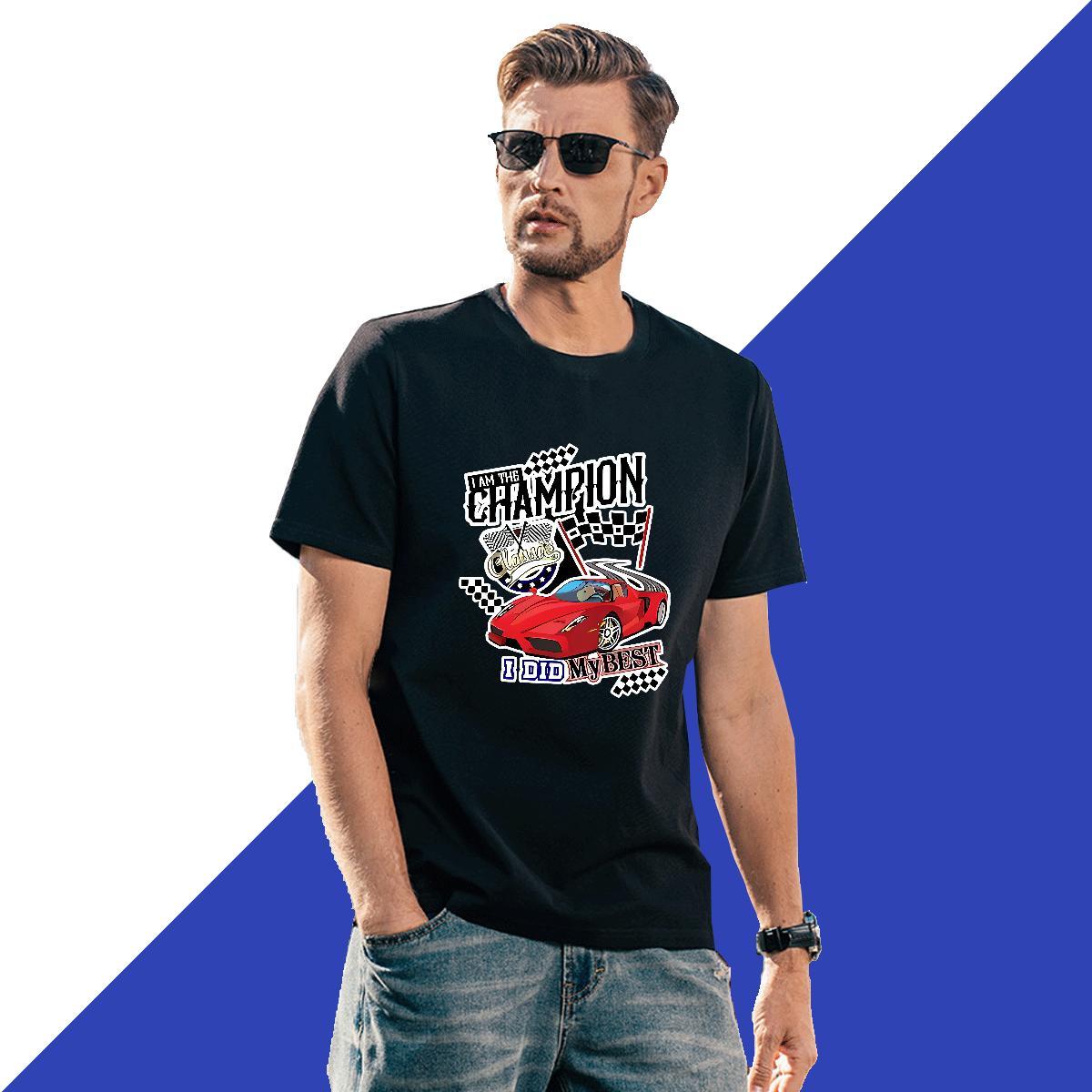 Loose Tshirts Beach 230g Pure Cotton Customized O Neck Short Sleeves car T-Shirts Designer Fashion Tee Shirt