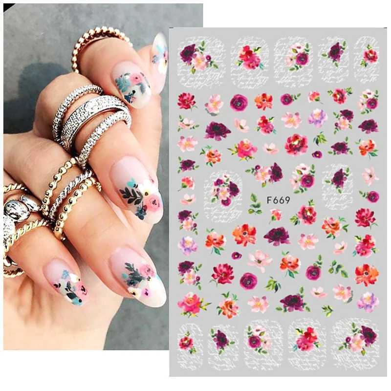 Summer Flower Nail Sticker Black And White Heart Nail Supplies Nail Decal Luxurious Butterfly Stickers For Nails Nail DecorationXJ240814