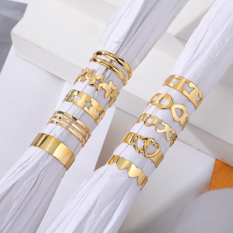 10Pcs/Set Gold Star Butterfly Heart Foot Toe Ring Set Silver Hollow Lightning Moon Beach toes Ring For Fashion Women Jewelry