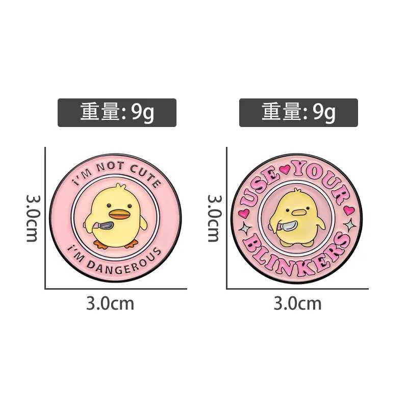 Im not cute Im a dangerous duck enamel pin Kinfe cartoon animal Brooch lapel badge friend wholesale badge jewelry gift W240815