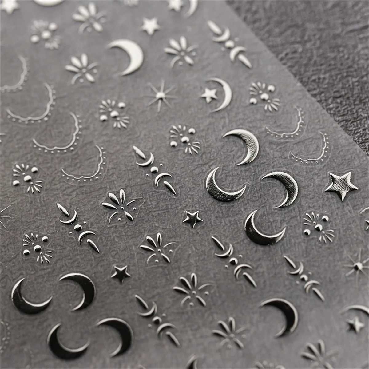 1pcs Luxury Star Moon Nail Art Stickers Gold Silver 5D Self Adhesive Nail Art Decorations Stickers Hot Stamping Manicure DecalsXJ240814