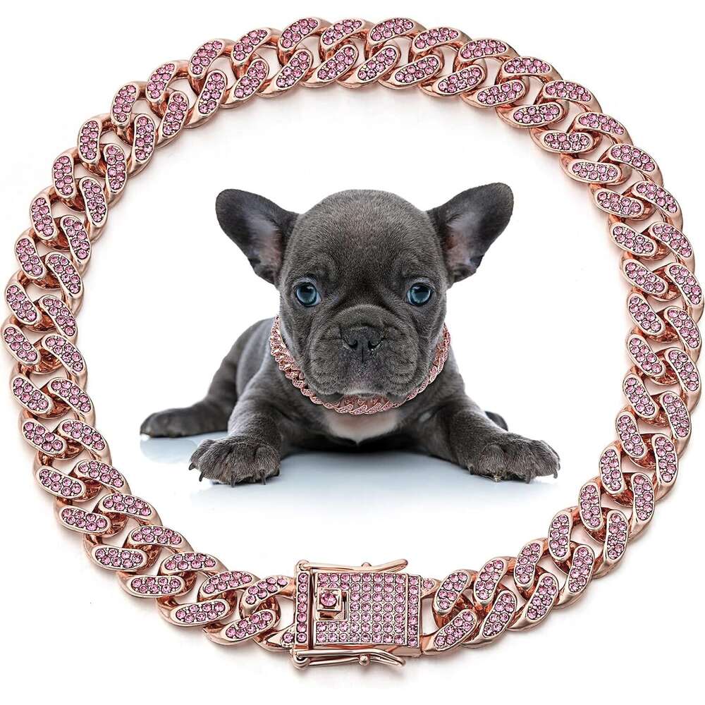 Dog Chain Collar Diamond Cuban Link Necklace Metal Cat Chain Pet Crystal Collar Jewelry Accessories For Dogs Cats Zozostore