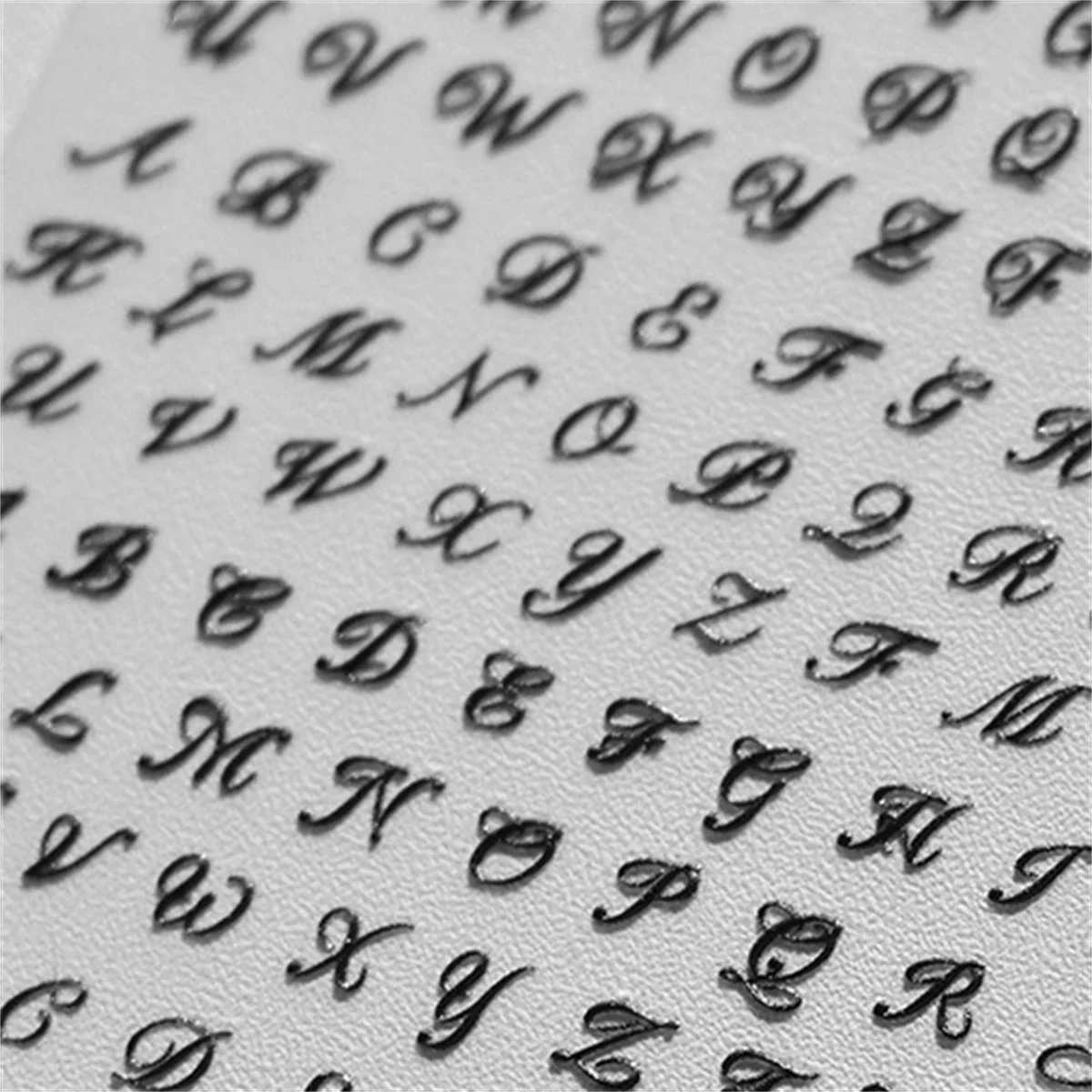 1pcs 5D Retro Black English Nail Art Charms White Letter Self Adhesive Slider Press on Nails Decorations Decals Accessories DIYXJ240814