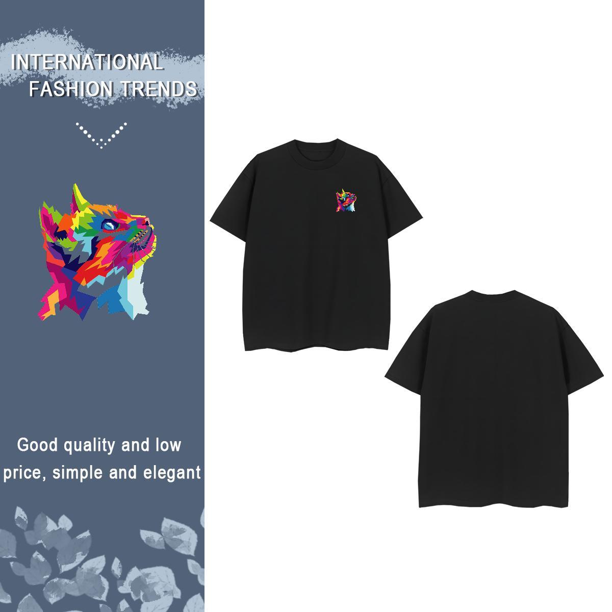 T shirt 100% Cotton 230g cat Summer Casual Breathable Short Sleeve Custom Big Size Tshirt for Man Woman Free Shipping Popular Tops