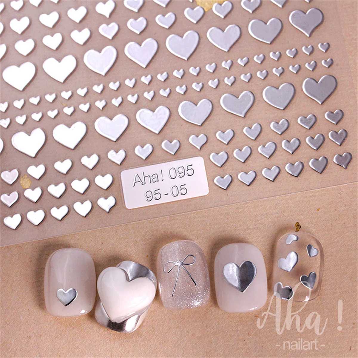 1pcs 3D Kawaii Heart Nail Art Stickers Colorful 3Sizes Love Self Adhesive Nail Decorations Slider Decals DIY Manicure SuppliesXJ240814
