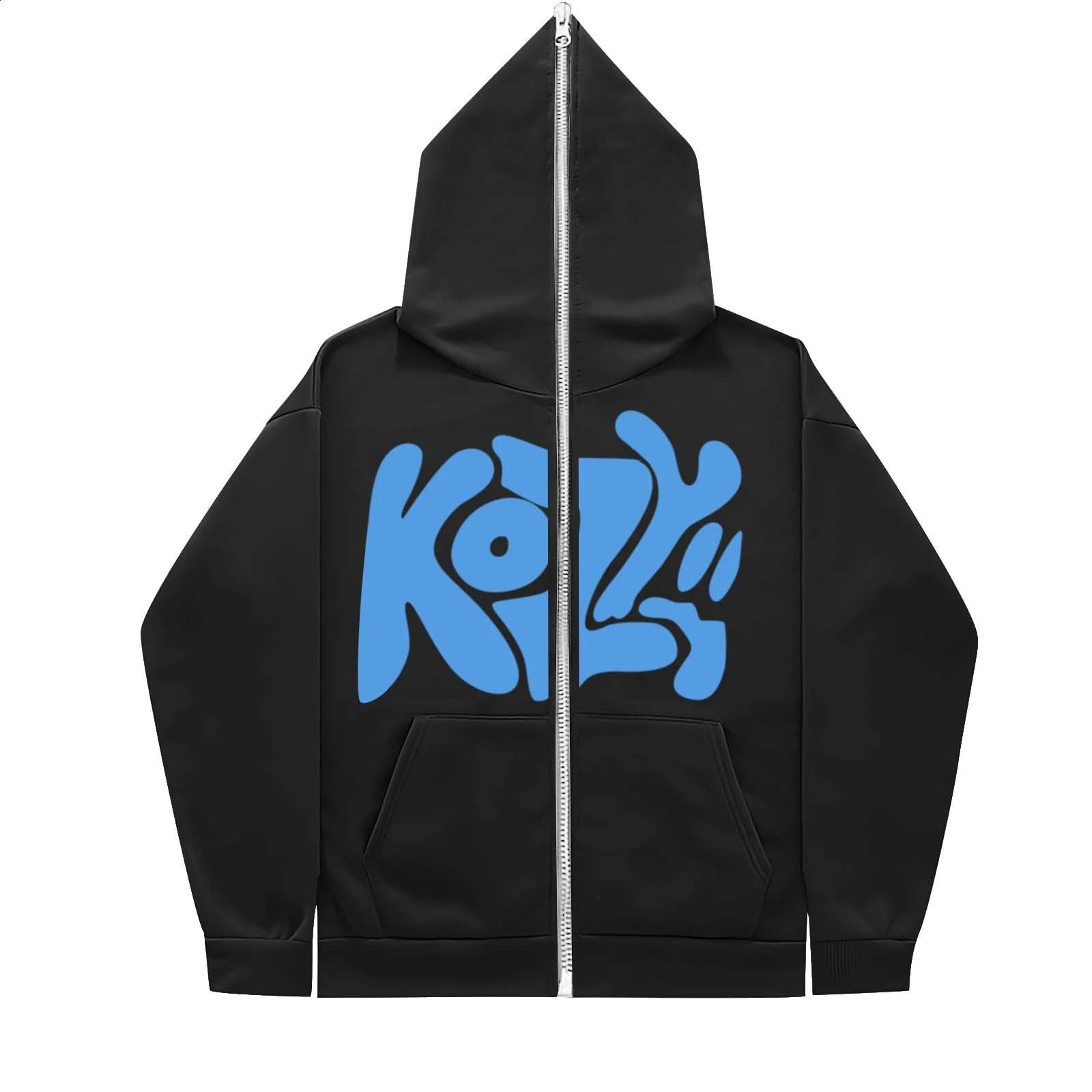 Product KOZY Alphabet Printed Zipper Hoodie Pattern Casual Coat 240814
