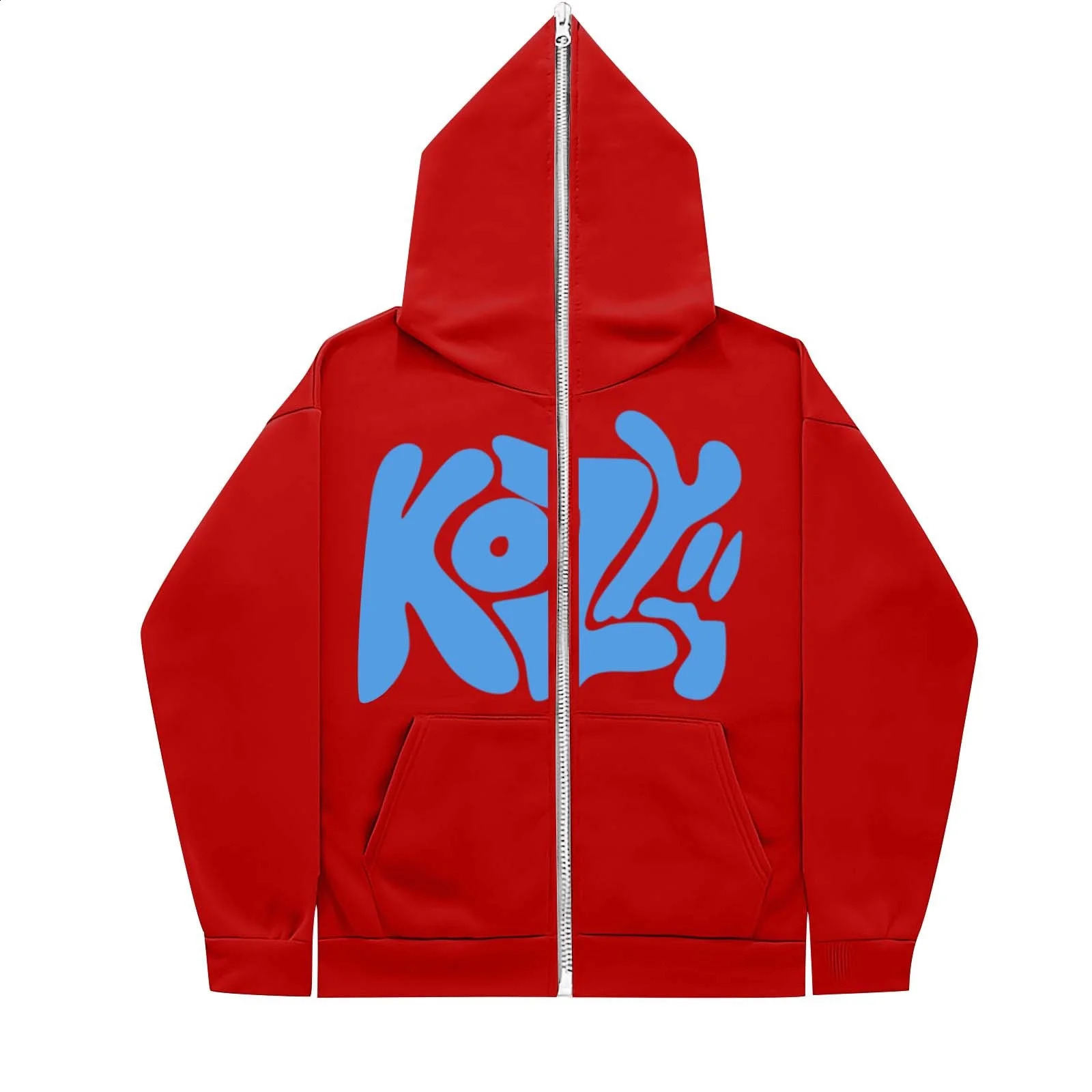 Product KOZY Alphabet Printed Zipper Hoodie Pattern Casual Coat 240814