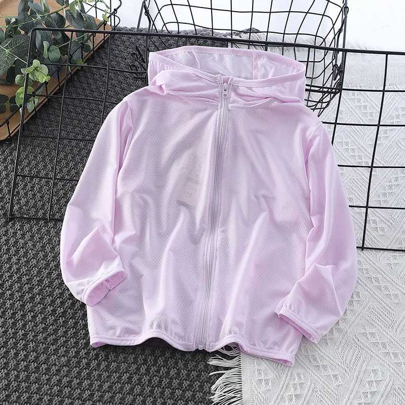Boys sun protection jacket girls hooded ice silk cool breathable jacket summer outdoor childrens shoulder jacket sun protection childrens clothing W24
