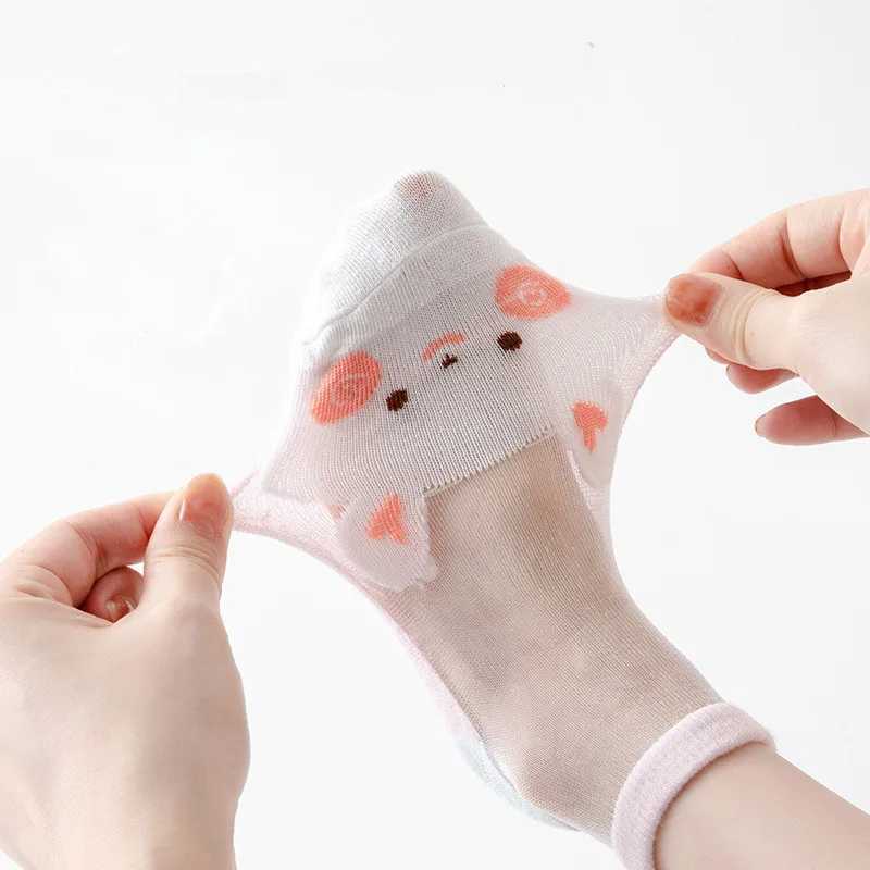 5 pairs/batch of summer soft cotton girls socks breathable childrens short ankle socks childrens lace princess net cartoon socks W240814