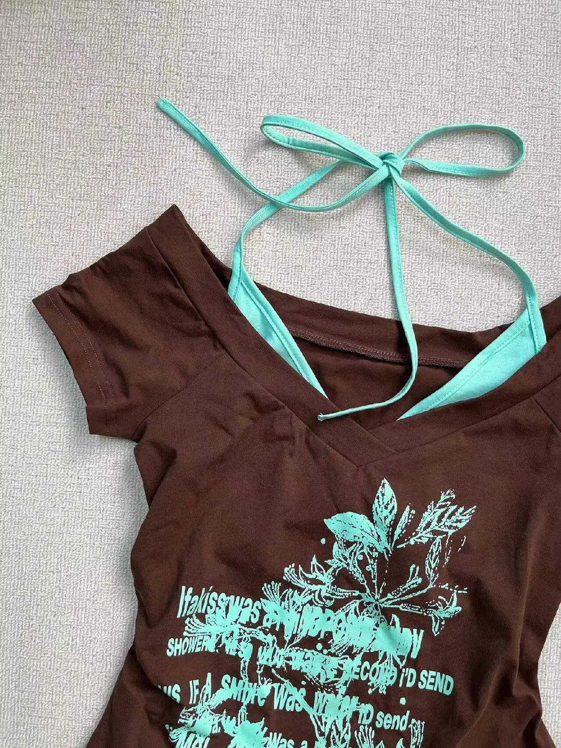 American retro camisole collar printed Tshirt summer streetwear girl slim millennium Harajuku fashion casual womens clothing 240814