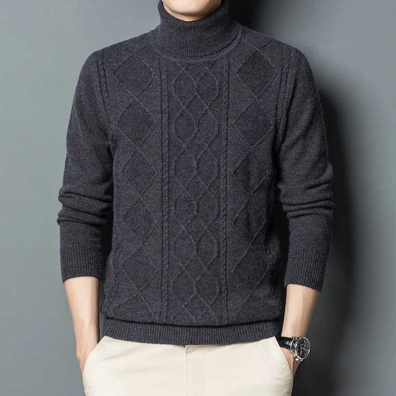 Mens Turtleneck Thicken Warm Classic Casual Vintage Bottom Pullover Knitted Sweater Man Jumper Christmas SweatersXJ240814