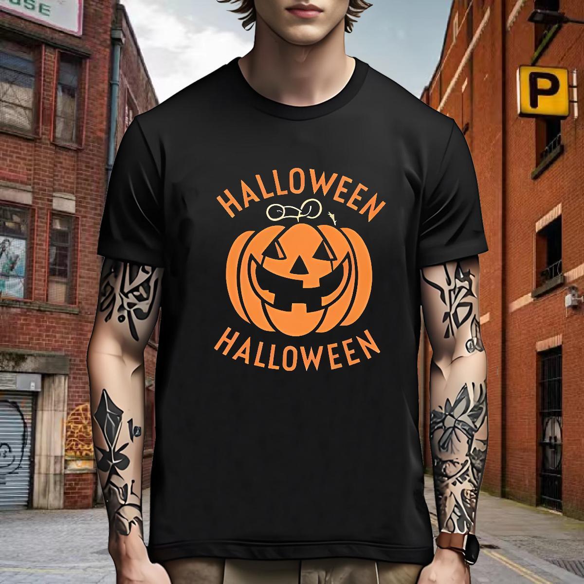 Loose Fit T Shirts Men pumpkin Round Neck Short Sleeve Daily Outfit DIY Anime 230g Cotton Couples T Shirts Custom Tees