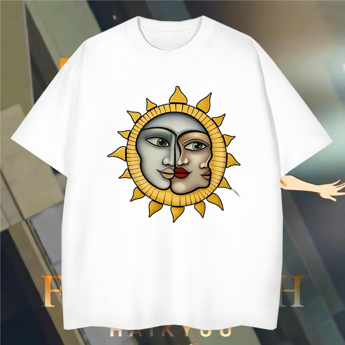 T shirt 230g Cotton portrait Street wear Hip Hop Short Sleeve O-Neck DIY Printed Mens Tshirts Casual New Soft Tee Shirt