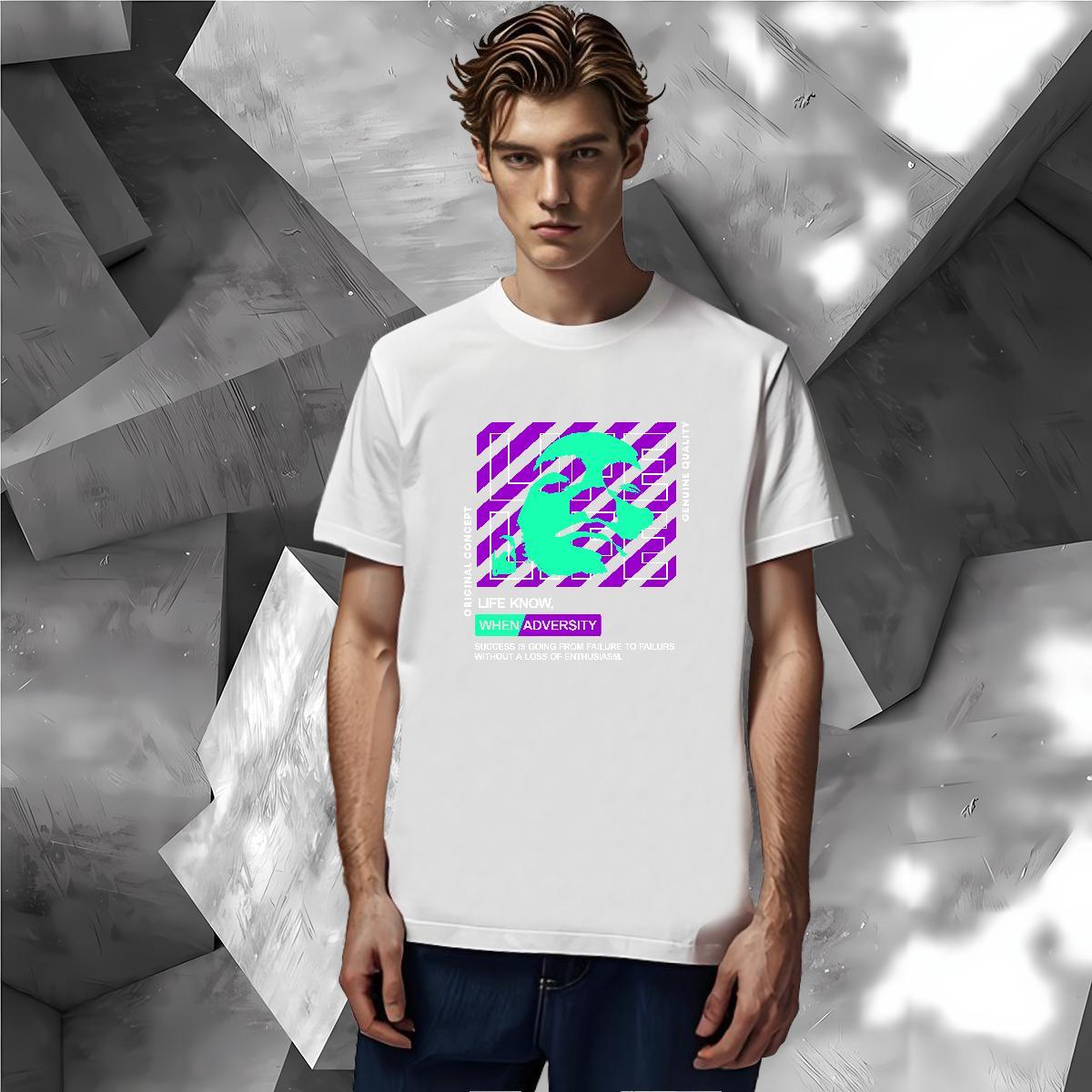 T Shirt For Man 230g Cotton icon Street Wear Crew Neck Anime Print Tshirt for Man Woman Custom Loose Tops Shirt