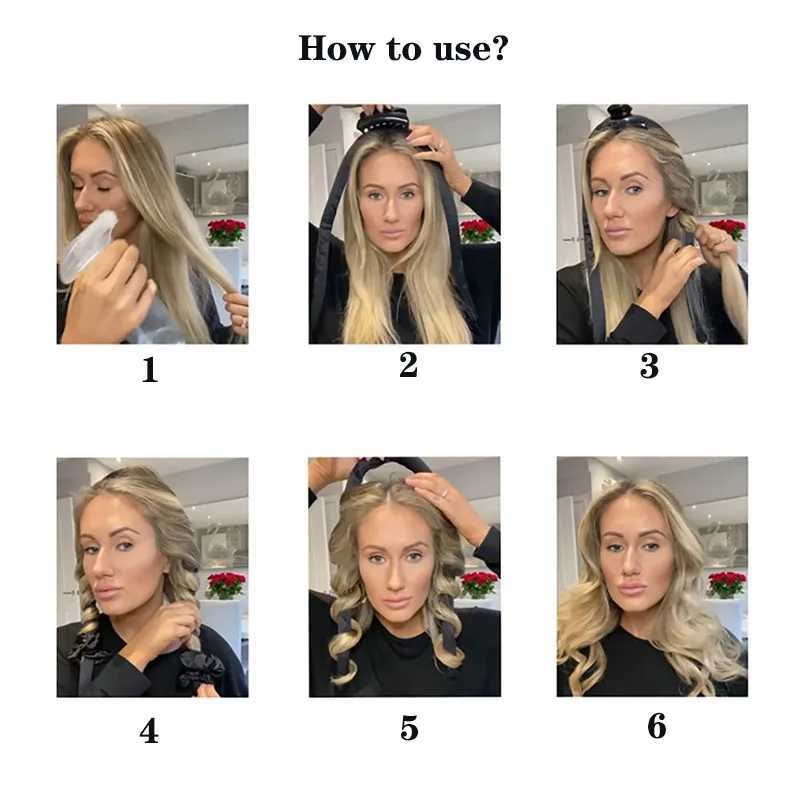 Non thermal curling headband with silk curling ribbon hair curler sleep soft headband lazy hair curler hair styling tool W240814