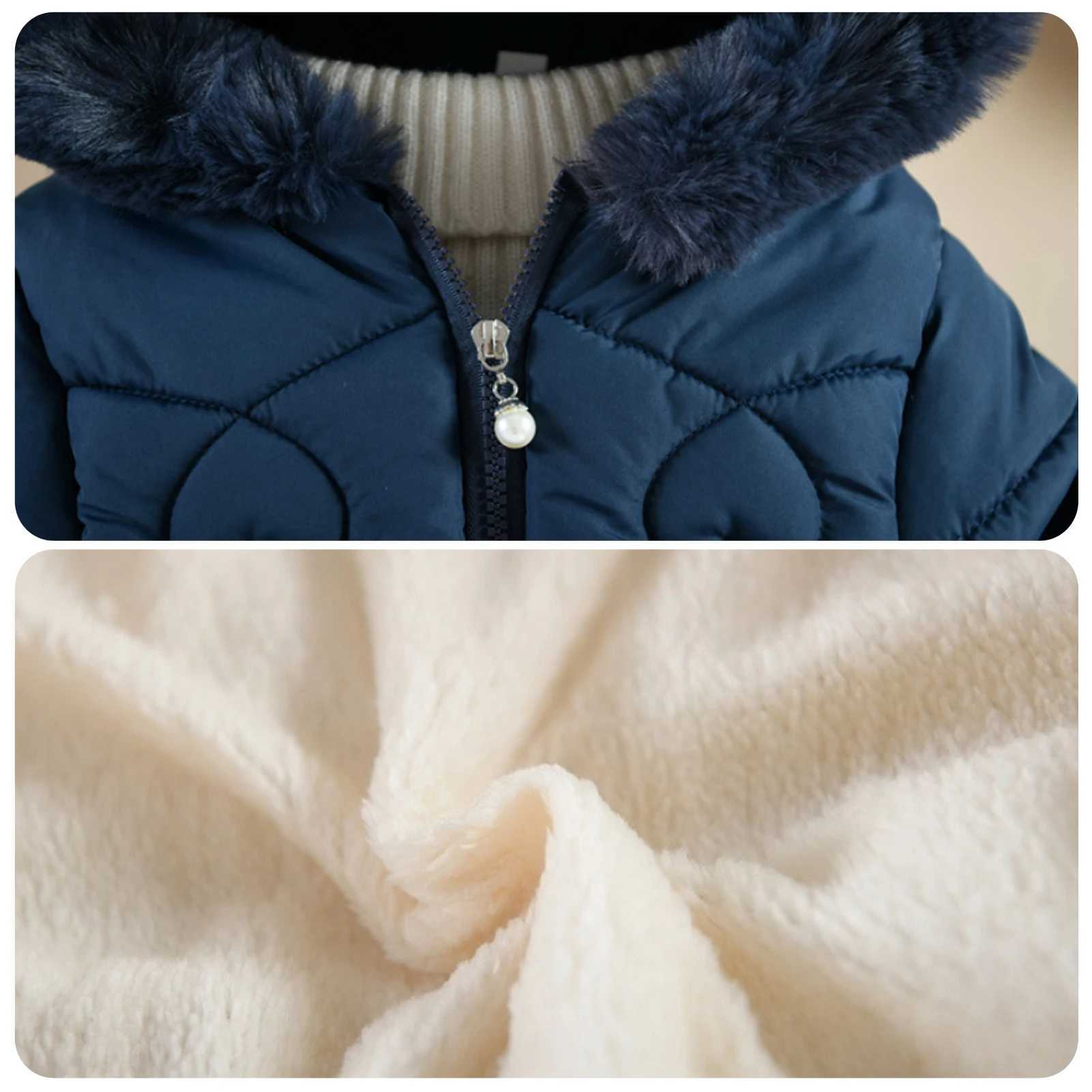 Baby down jacket thick and warm winter jacket for young children with fur hooded sweatshirt girls quilted jacket childrens inflatable jacket W240814