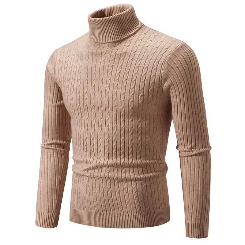 Mens High Neck Sweaters 15 Colors Autumn and Winter Solid Color Knitted Warm Turtleneck Pullover Mens SweaterXJ240814