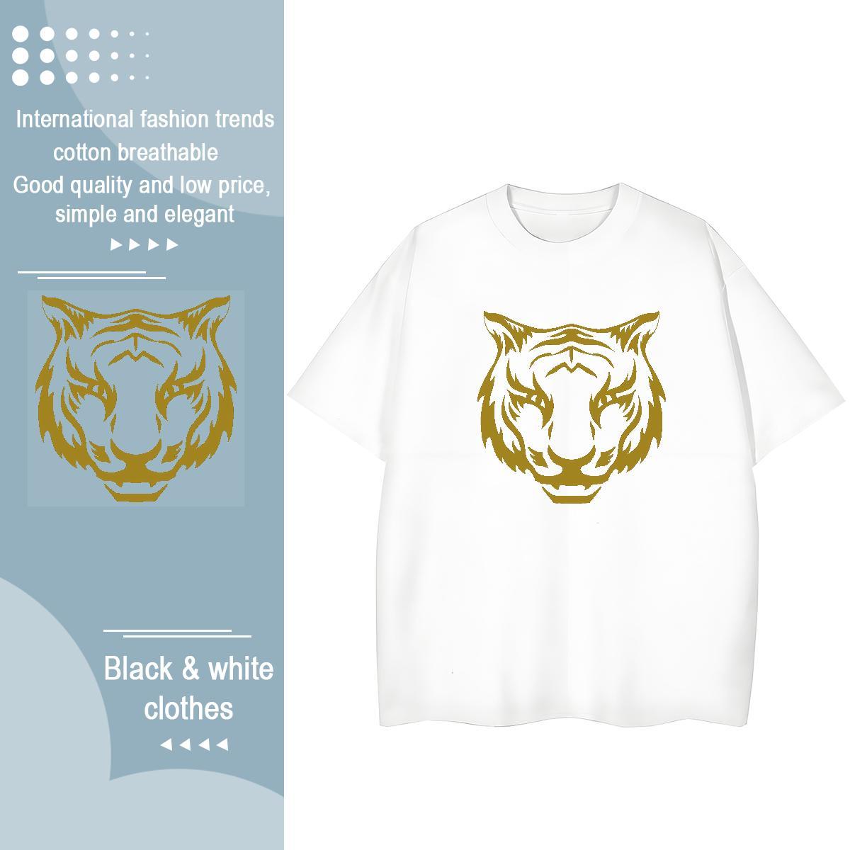 Brand Womens T Shirts Round Neck Short Sleeve 230g Cotton Lady T shirt Cartoon Anime tiger Casual Daily Wear Female Tops
