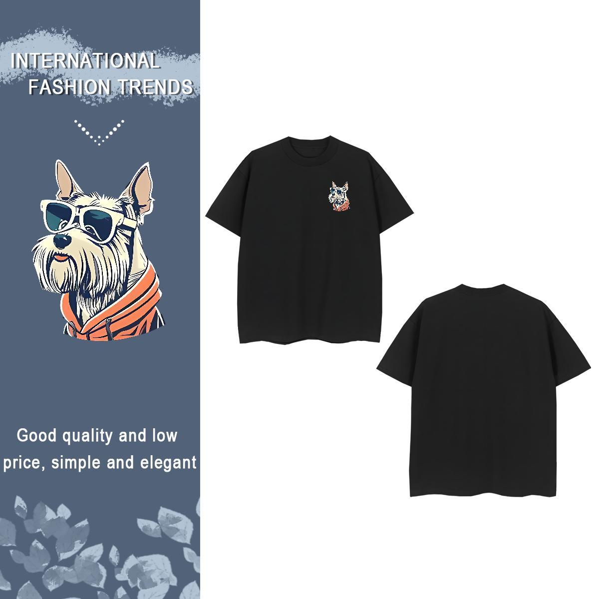 T shirt 230g Pure Cotton dog Street Wear Breathable Crew Neck Oversized 4XL Men Tops Tees 2024 Soft Clothings