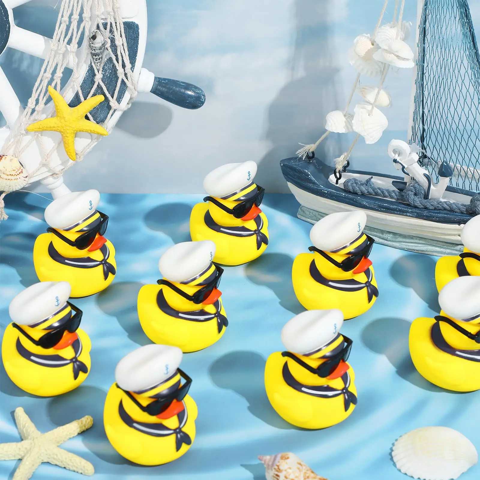 12/24/36Pcs Cruise Rubber Duck Bulk with Sunglasses Sets Mini Sailing Rubber Ducks Summer Cruise Ship Toy Squeaky DuckXJ240815