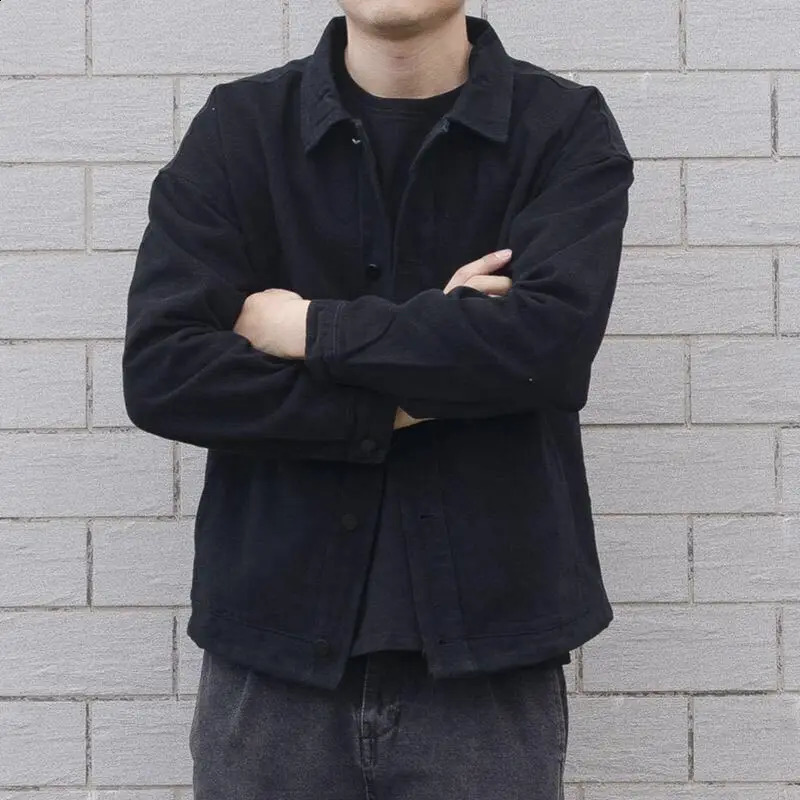 Simple Denim Jackets Men Black Classic All-match Vintage Males Large Size Outwear Comfort S-4XL Daily Unisex 240814