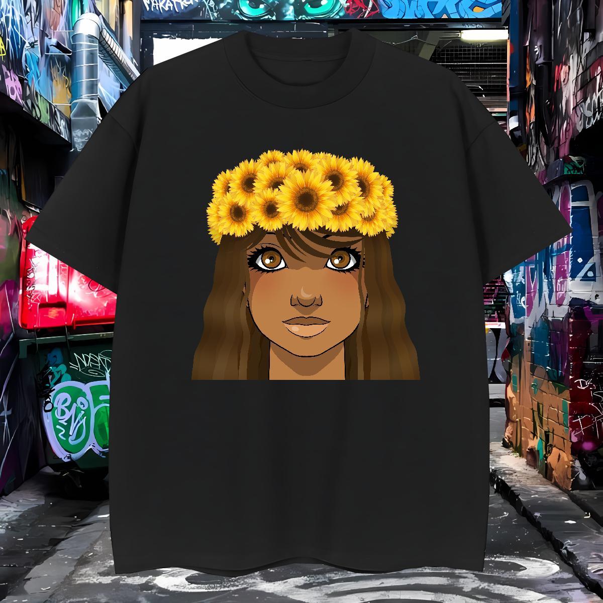T Shirt For Man 230g Cotton sunflower Casual O Neck Short Sleeves Custom Big Size Tshirts Fashion New High Quality Wear